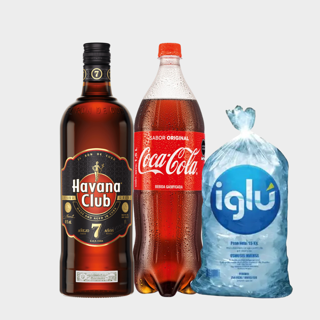 PACKS PACK(D) HAVANA CLUB 7 AÑOS+COCA COLA 1.5LT+HIELO 1.5KG - Imagen 1